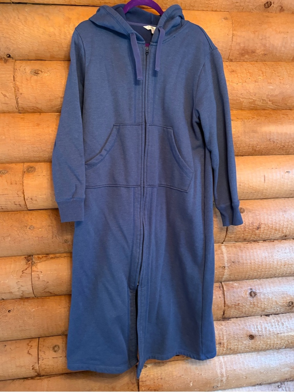Long Women’s Hooded Zip-Up Hoodie in Blue. Never Worn!